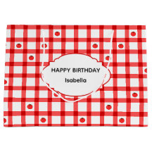 Söta röda gingham-tomater glad födelsedag