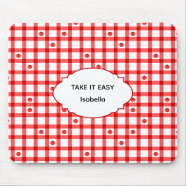 Söta röda gingham-tomater ta det lugnt musmatta