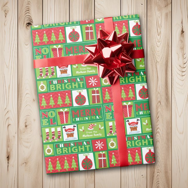 Söta röda gröna julbilder kollage presentpapper (Skapare uppladdad)