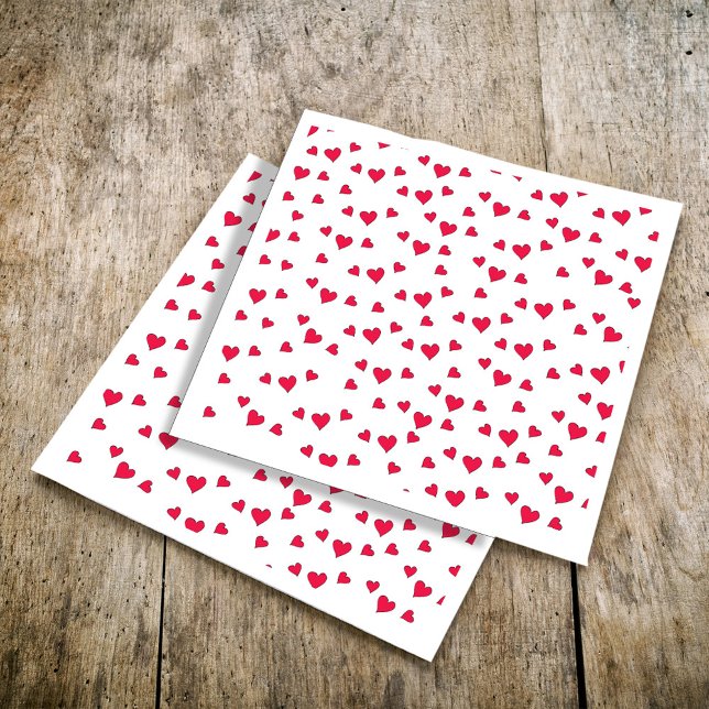 Söta röda hjärtan Enkel minimalistisk mönster Pappersservett (Cute Red Hearts Simple Patterned Classic Napkin )