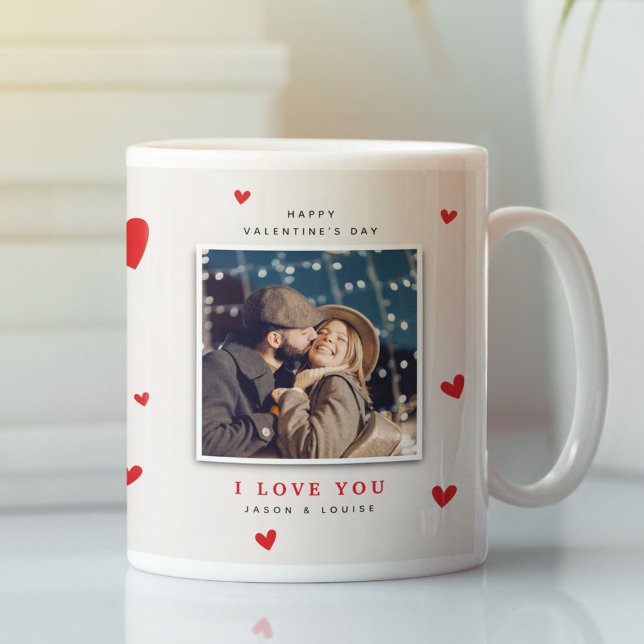 Söta Röda Hjärtan Foto Alla Hjärtans Dag Kaffemugg (Skapare uppladdad)