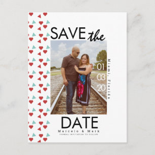 Söta röda hjärtan konfetti Save The Dates Foto  Vykort