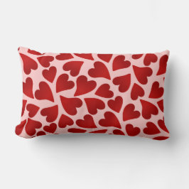 Söta röda hjärtan på rosa Valentines day söt Lumbarkudde