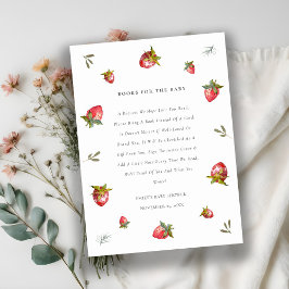 Söta röda jordgubbsblad Böcker för baby shower Tilläggskort