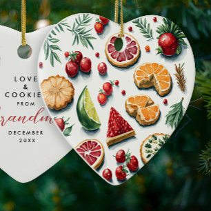 Söta röda och gröna julbakelser bakade mönster julgransprydnad keramik