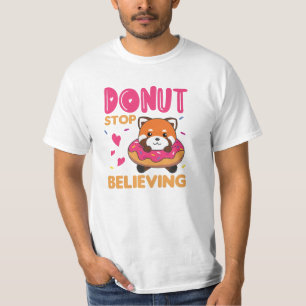 Söta röda panda-bekanta djur på Donut-Rosa T Shirt