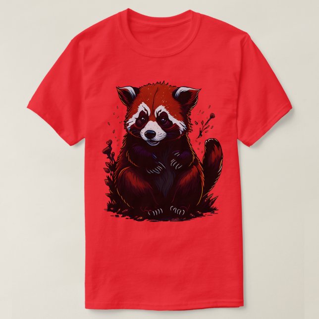 Söta röda pandagskjortor t shirt (Design framsida)