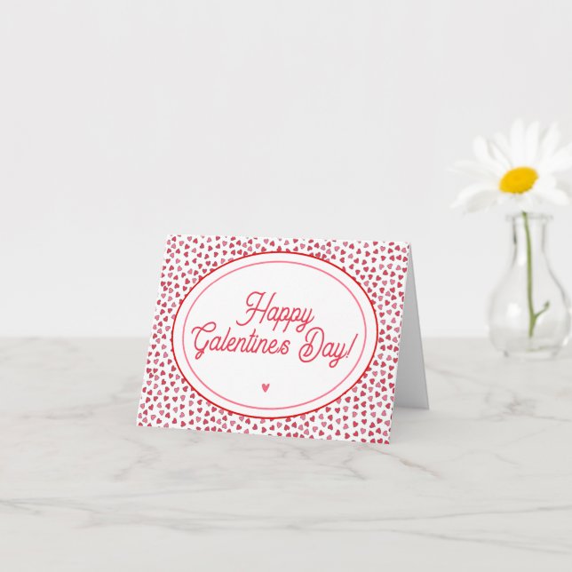 Söta röda & rosa hjärtan - Glad Galentine's Day  Kort (Liten växt)