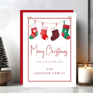 Söta Röda Strumpor God Jul Julkort