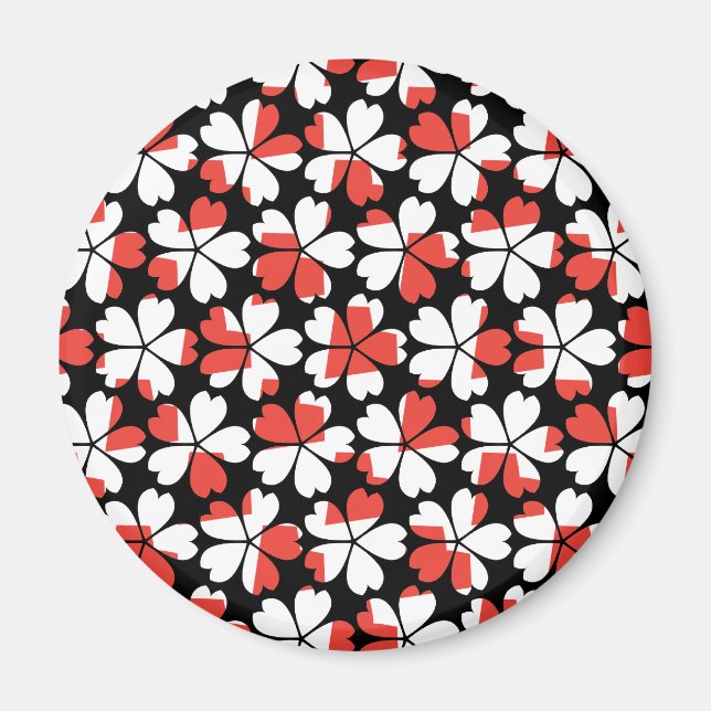 Söta röda vita blommönster magnet (Framsidan)