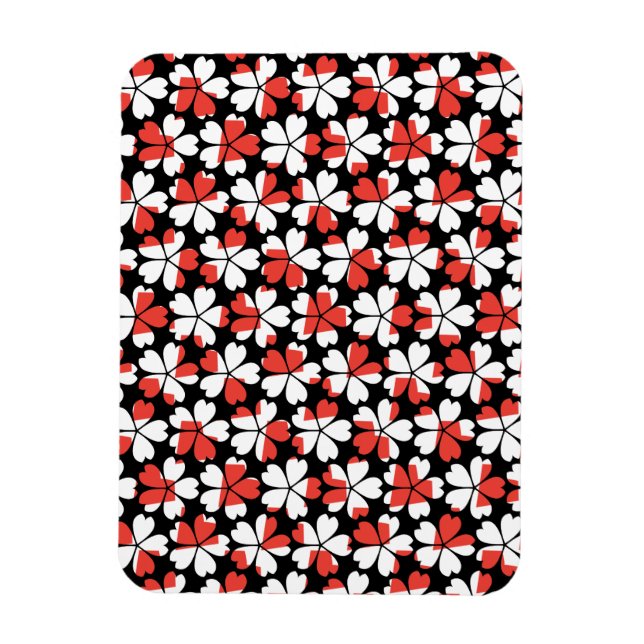 Söta röda vita blommönster magnet (Vertikal)
