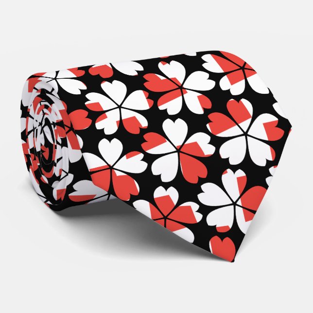 Söta röda vita blommönster slips (Rullad)