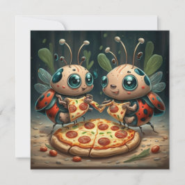 Söta roliga djur som äter en pizza roliga presenti inbjudningar