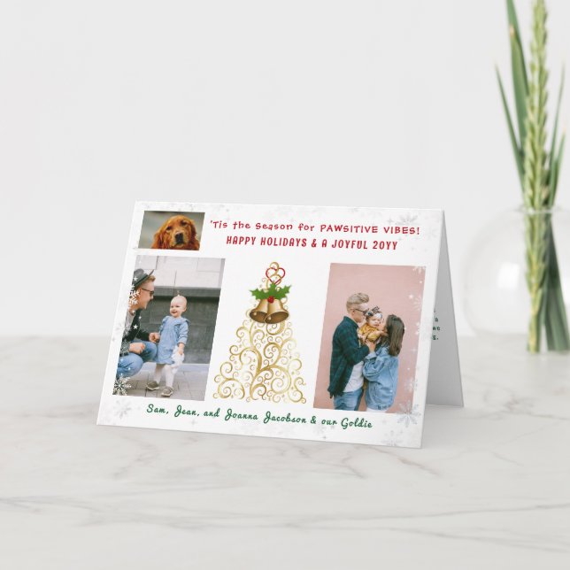 Söta Roliga Hund Katt Positiva 3 Bilder Elegant Helgkort (Framsida)