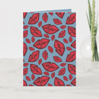 Söta roliga läppar mönster blå bakgrund