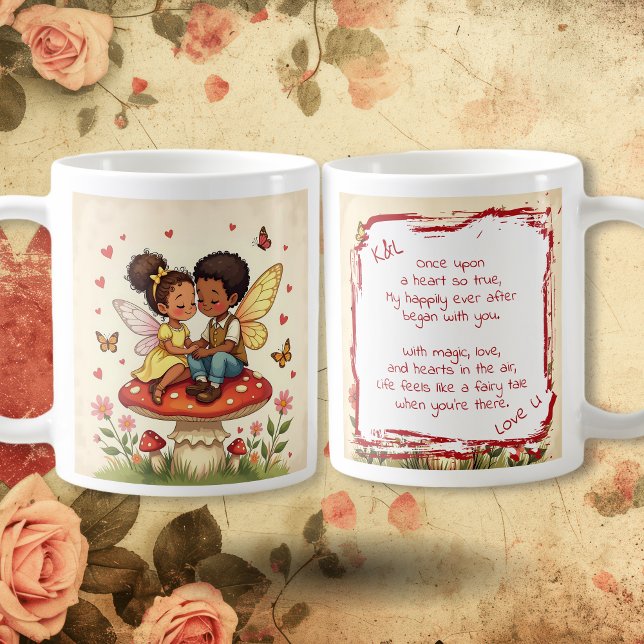 Söta Romantiska Änglar och Kärleksdikt Kaffemugg (Skapare uppladdad)