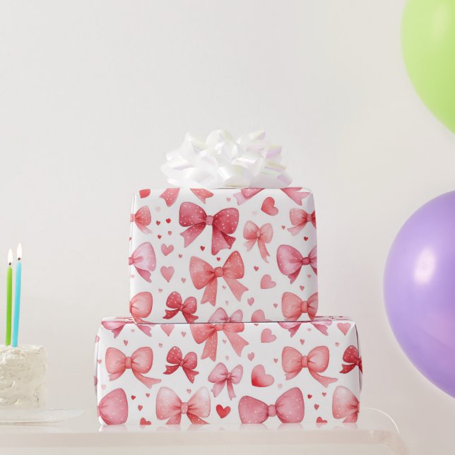 Söta romantiska valentinroså pink- och rödbågade h presentpapper (Festgåvor)