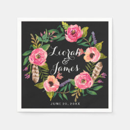 Söta romantiska vattenfärgblommor pappersservett