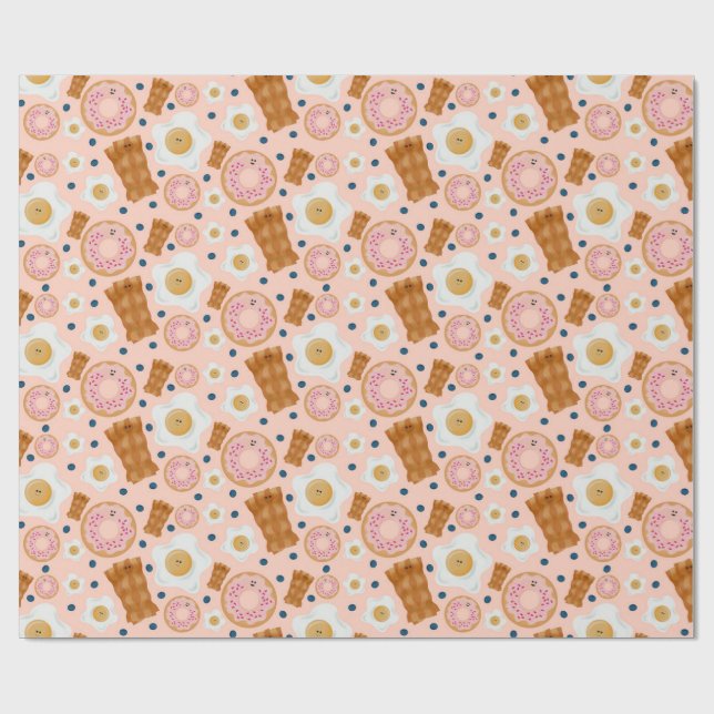 Söta Rosa Ägg Bacon Munkar Sömlös Presentpapper (Platt)