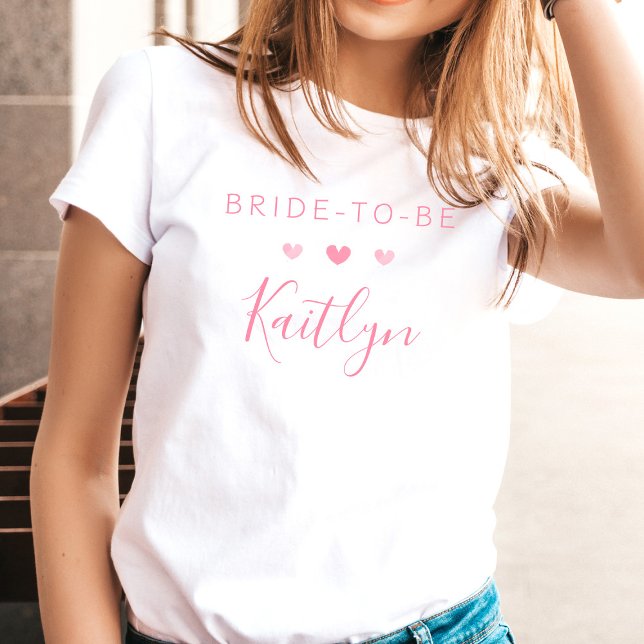 Söta Rosa Akvarell Kärlekshjärtan Brud-att-Bli T Shirt (Skapare uppladdad)