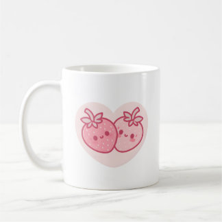 Söta Rosa Alla Hjärtans Dag Jordgubbar Kaffemugg
