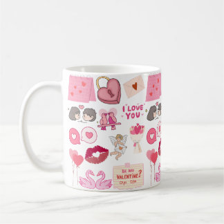 Söta Rosa Alla Hjärtans Dag Kärleksdoodles-samling Kaffemugg
