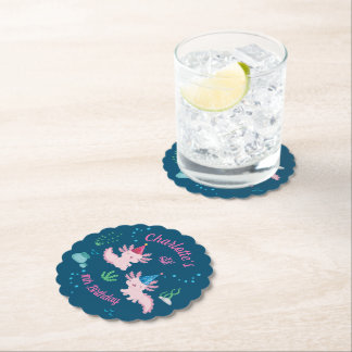 Söta Rosa Axolotl Födelsedagsfestdrycker Underlägg Papper