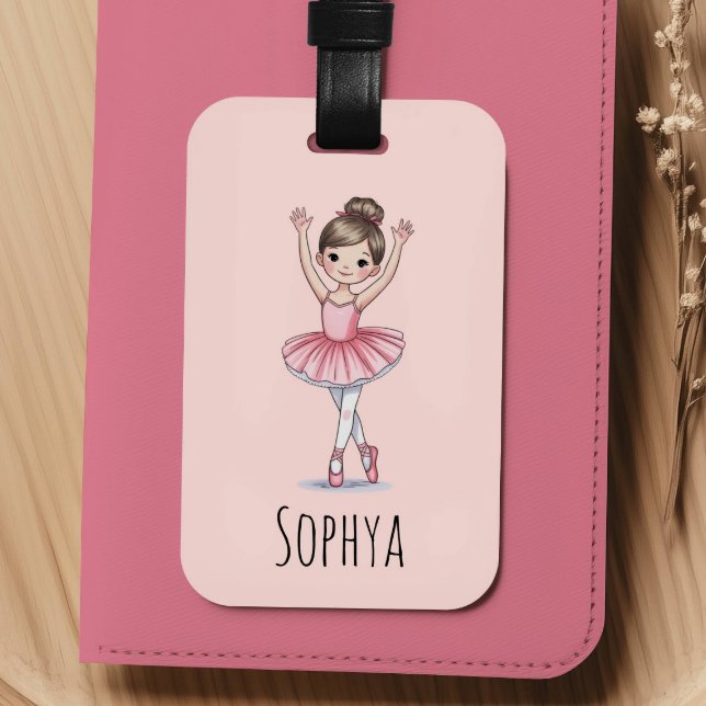 Söta Rosa Ballerina Flickor Barn Bagagebricka (Skapare uppladdad)