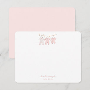 Söta rosa barnkläder Babyflicka Tacksamhetskort Tack Kort