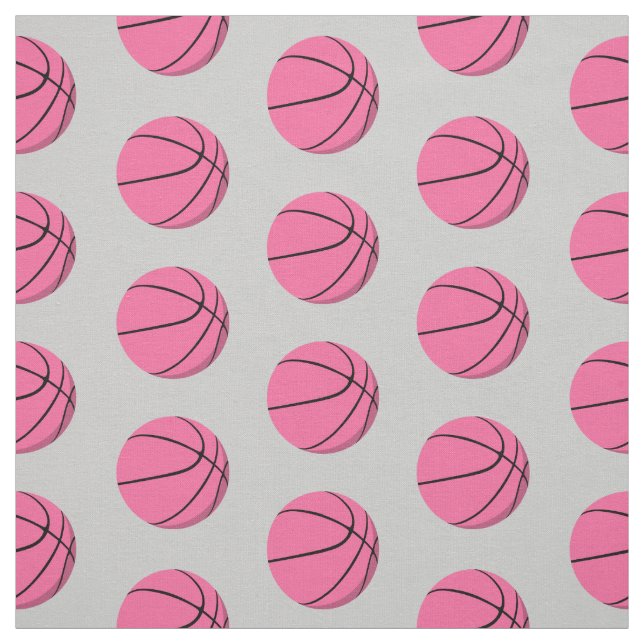 Söta rosa basketskulor på grått sport mönster tyg (Provkarta)