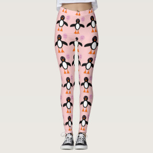 Söta rosa bebisflicka pingvinleggings leggings