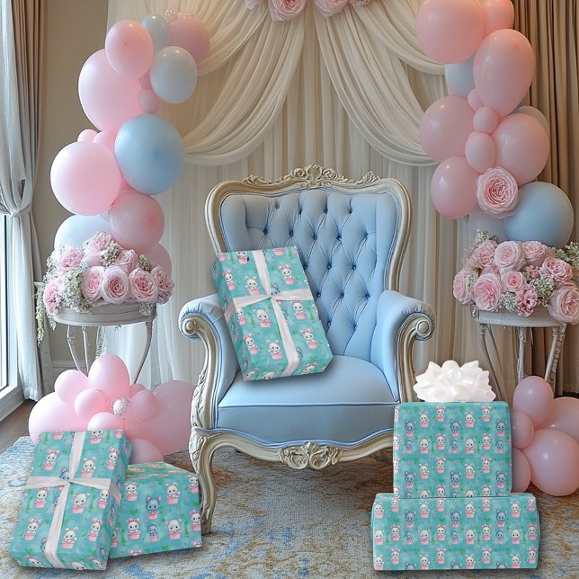 Söta Rosa Blå Baby Katter Presentpapper (Skapare uppladdad)