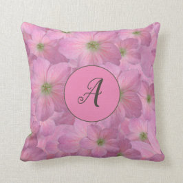 Söta rosa blommor med anpassad monogram kudde