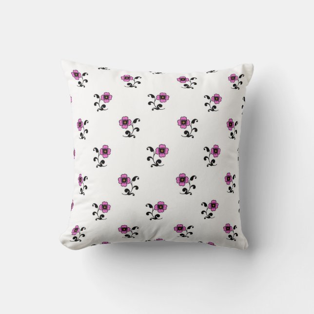 Söta rosa blommor Mönster Kudde (Framsida)