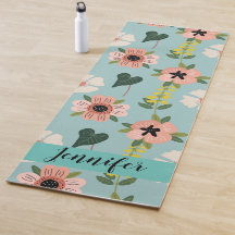 Söta rosa blommor mönster Yoga Mat