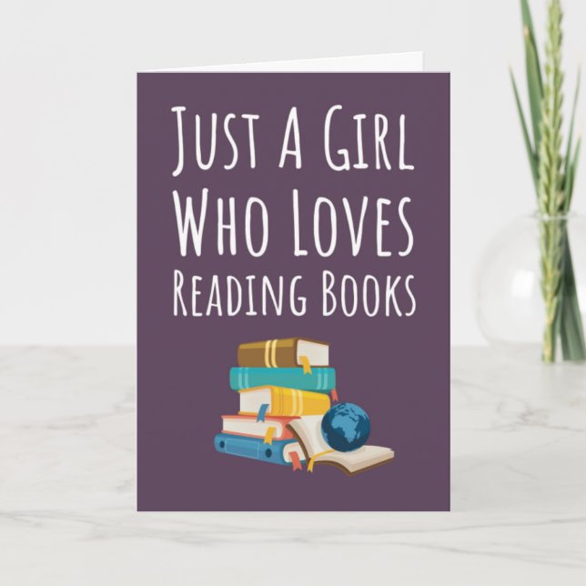 Söta rosa bokläsekort för små flickor barn kort (Framsida)