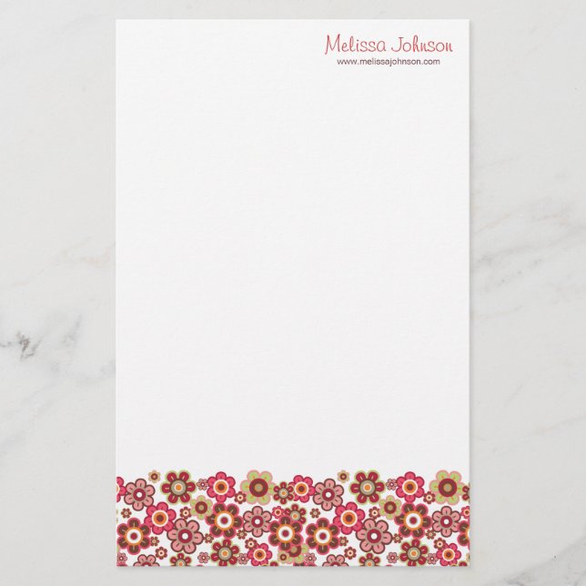 Söta Rosa Candy Daisys Flowers Girly Mönster Rolig Brevpapper (Framsida)