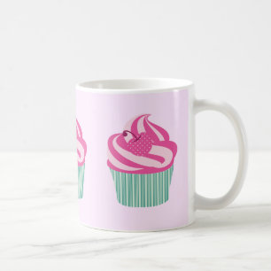 Söta Rosa Cupcakes Mönster Pastell Rosa Kaffemugg