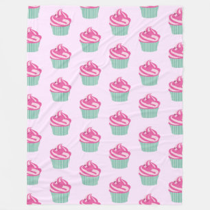 Söta rosa cupcakes-mönster Pastellrosa Fleecefilt
