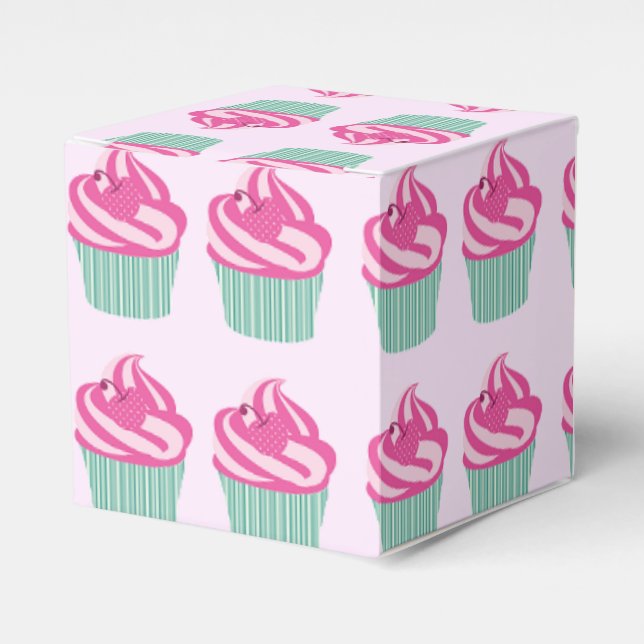 Söta Rosa Cupcakes Mönster Pastellrosa Presentaskar (Framsidan Sidan)