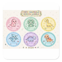 Söta Rosa Dino Mandala Skol Etiketter |Förskola