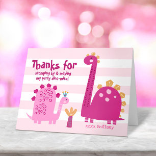 Söta Rosa Dinosaurier Kawaii Whimsical Flickfödels Tack Kort