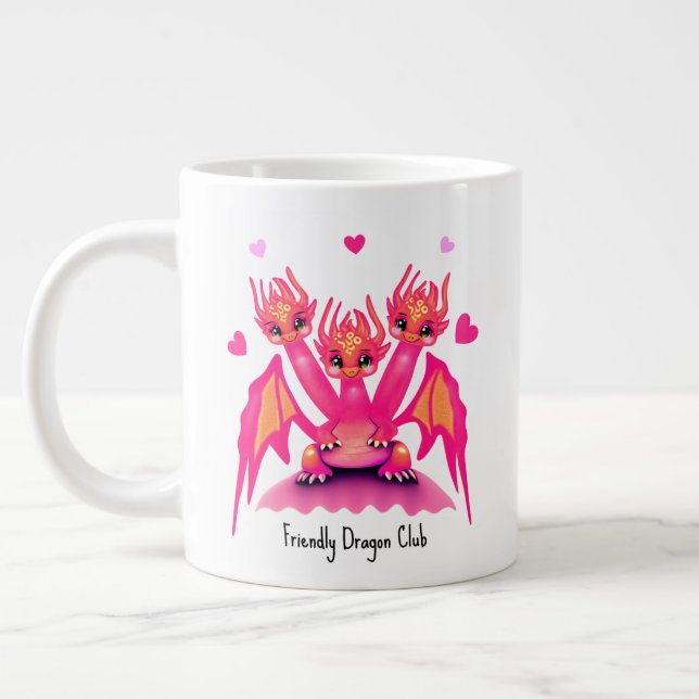 Söta rosa drakar jumbo mugg (Vänster)