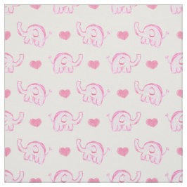 Söta rosa elefanter och hjärtan tyg