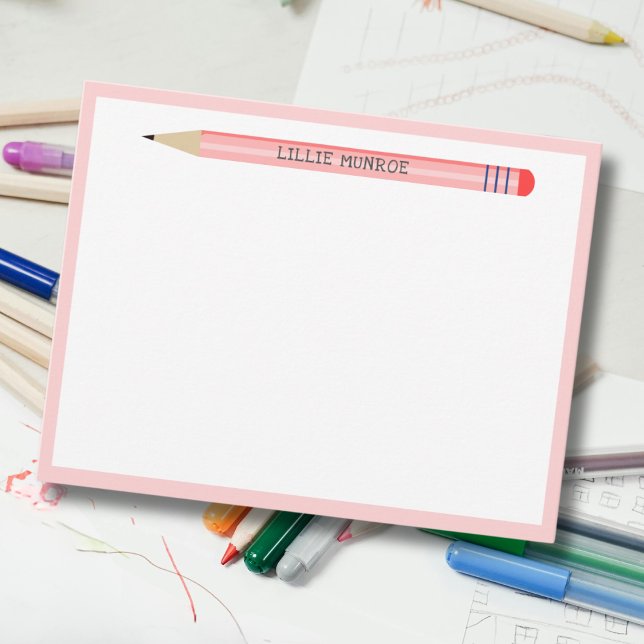 Söta rosa enkla penn-papper tunn notkorth anteckningskort (Skapare uppladdad)