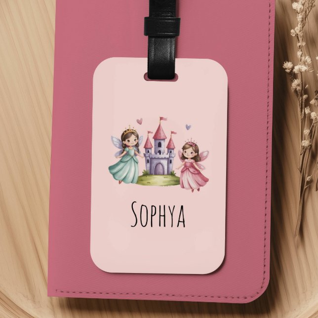 Söta rosa feprinsessa för barn bagagebricka (Skapare uppladdad)