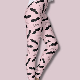 Söta Rosa Fladdermöss Halloweenfest Leggings