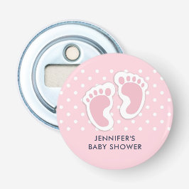 Söta rosa fotavtryck från babyflicka flasköppnare