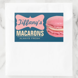 Söta Rosa Franska Macarons Hemlagade Macarons Rektangulärt Klistermärke