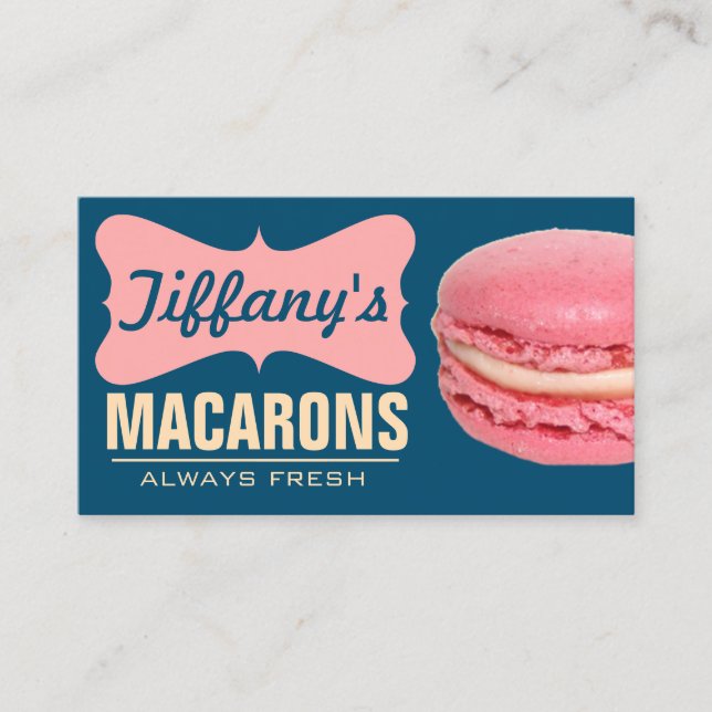 Söta Rosa Franska Macarons | Hemlagade Macarons Visitkort (Framsida)